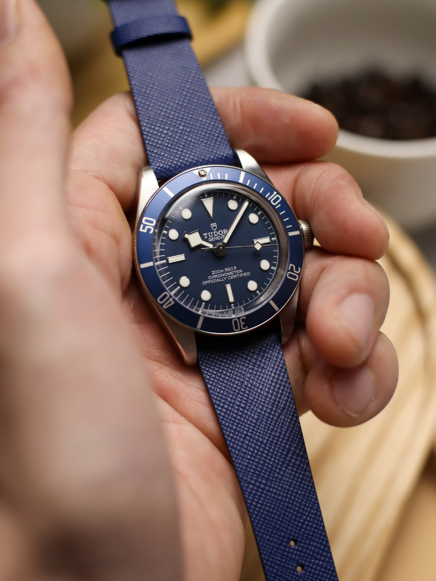 Navy Blue Saffiano Stitchless Strap