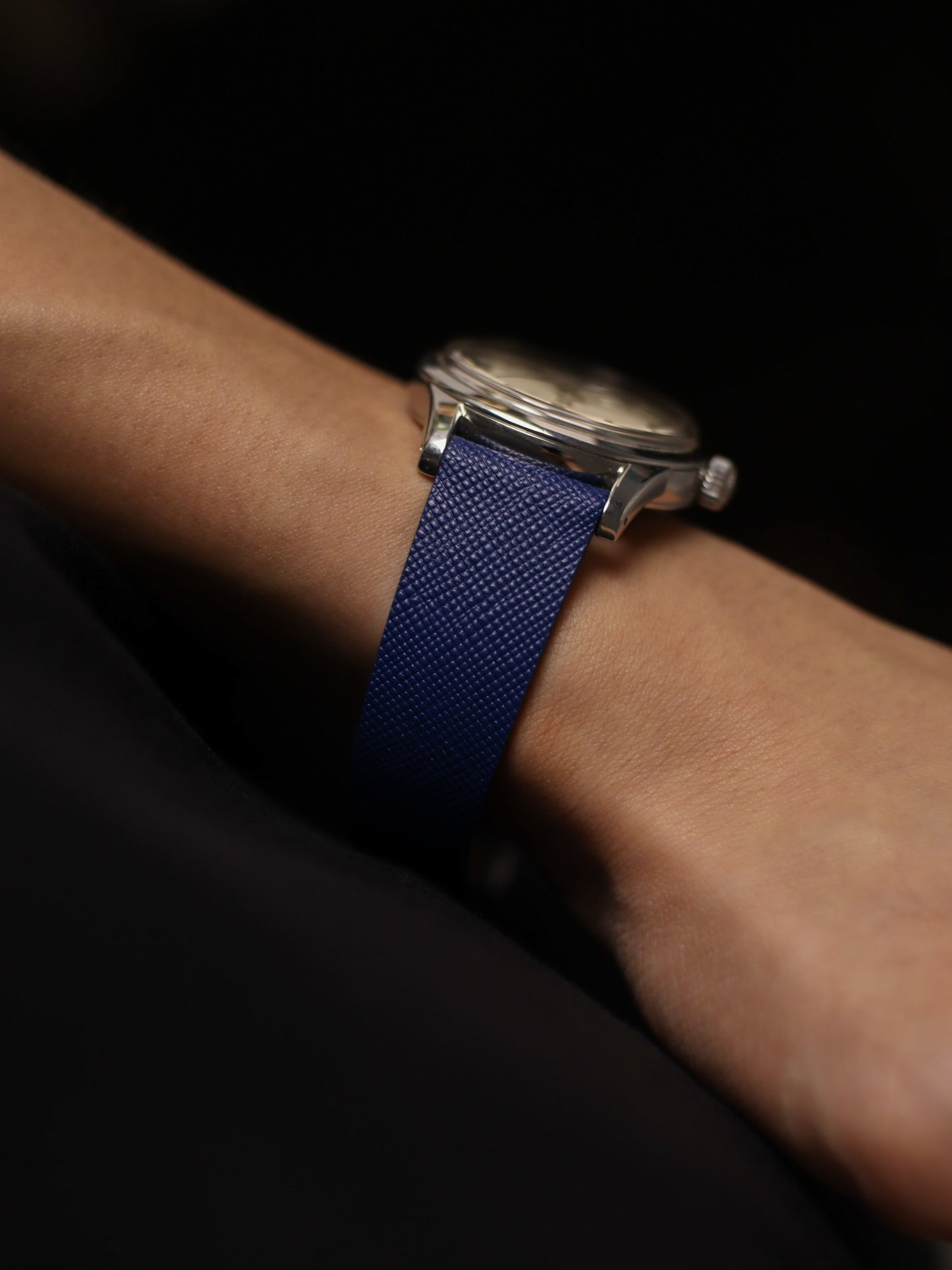 Navy Blue Saffiano Stitchless Strap