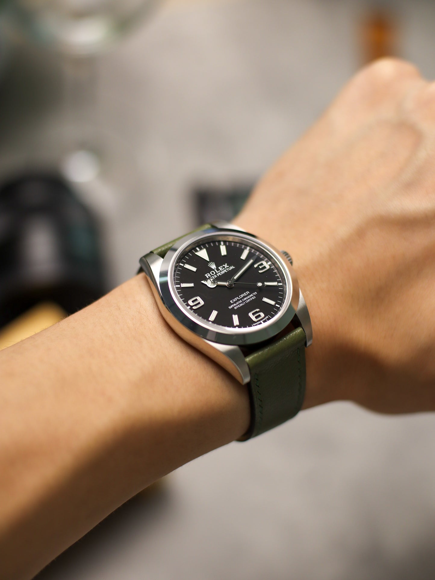 Olive Green Chèvre Lean Strap