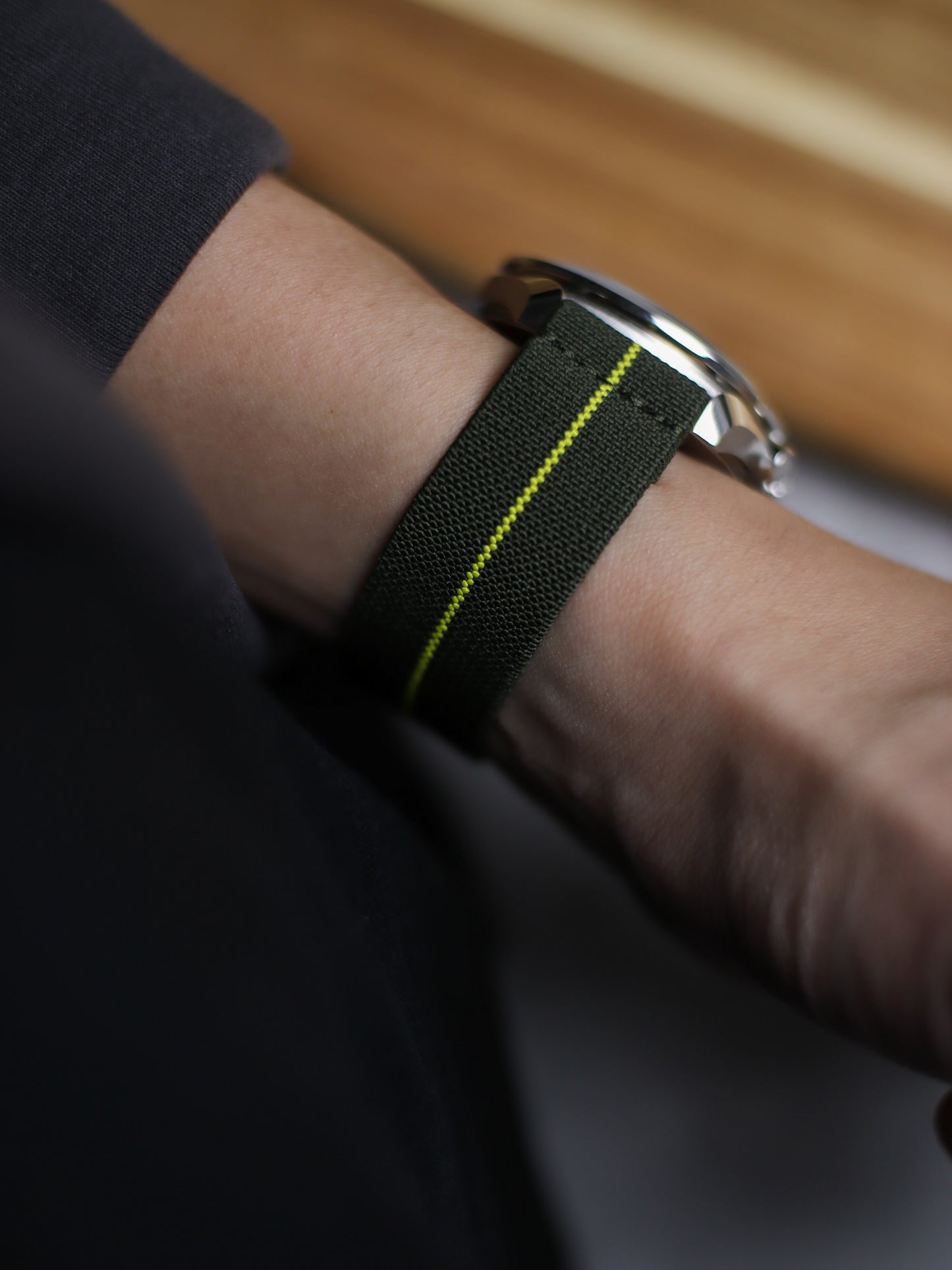 Olive Green/Yellow Elastic Band