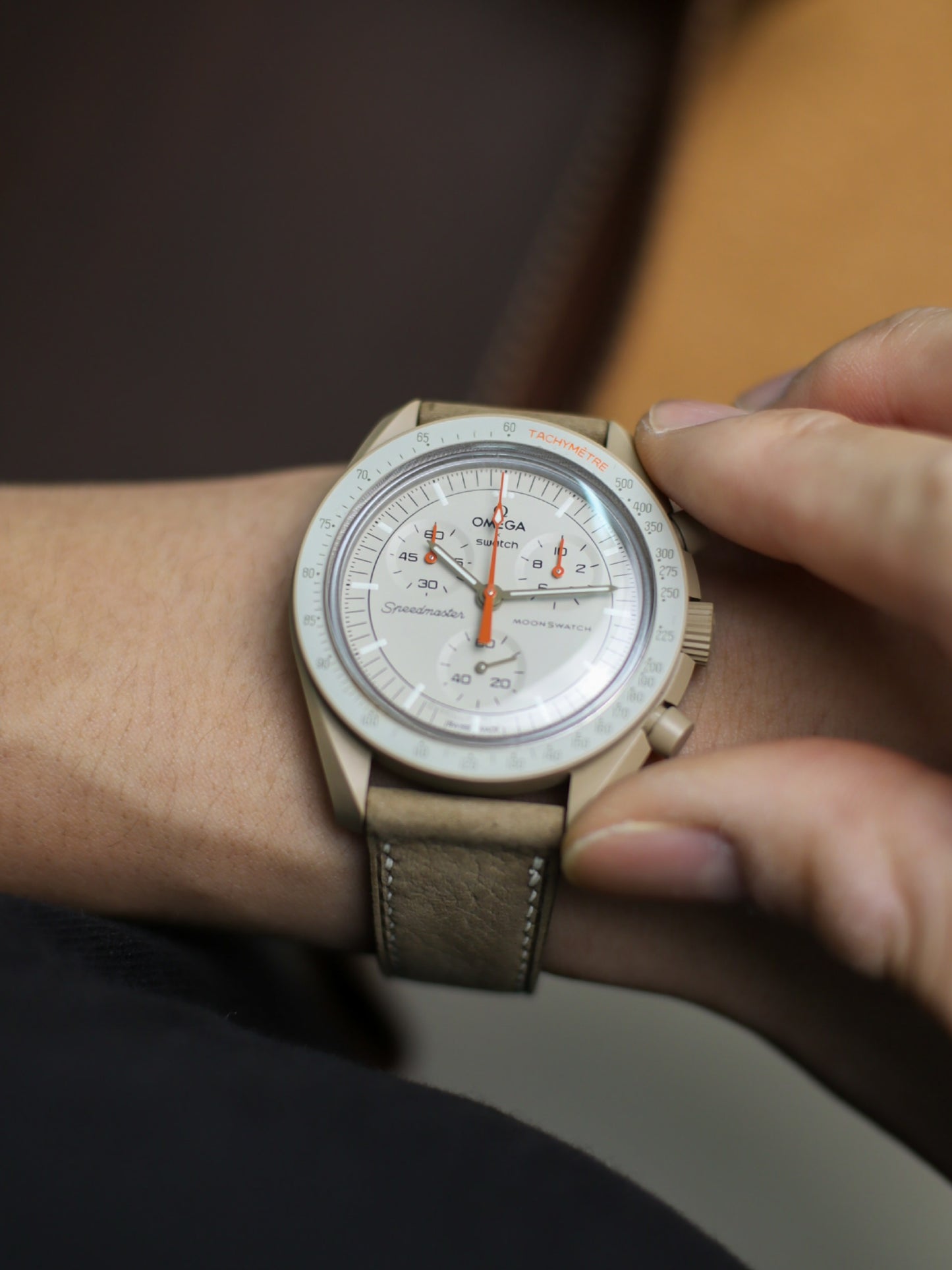 Taupe Brown Nubuck Lean Strap