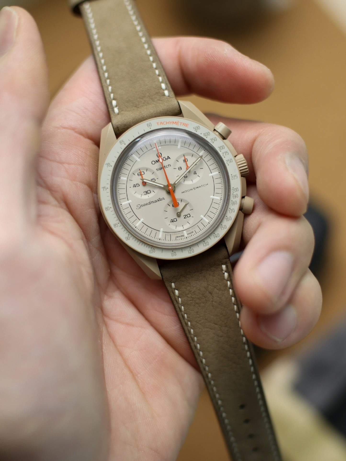 Taupe Brown Nubuck Lean Strap