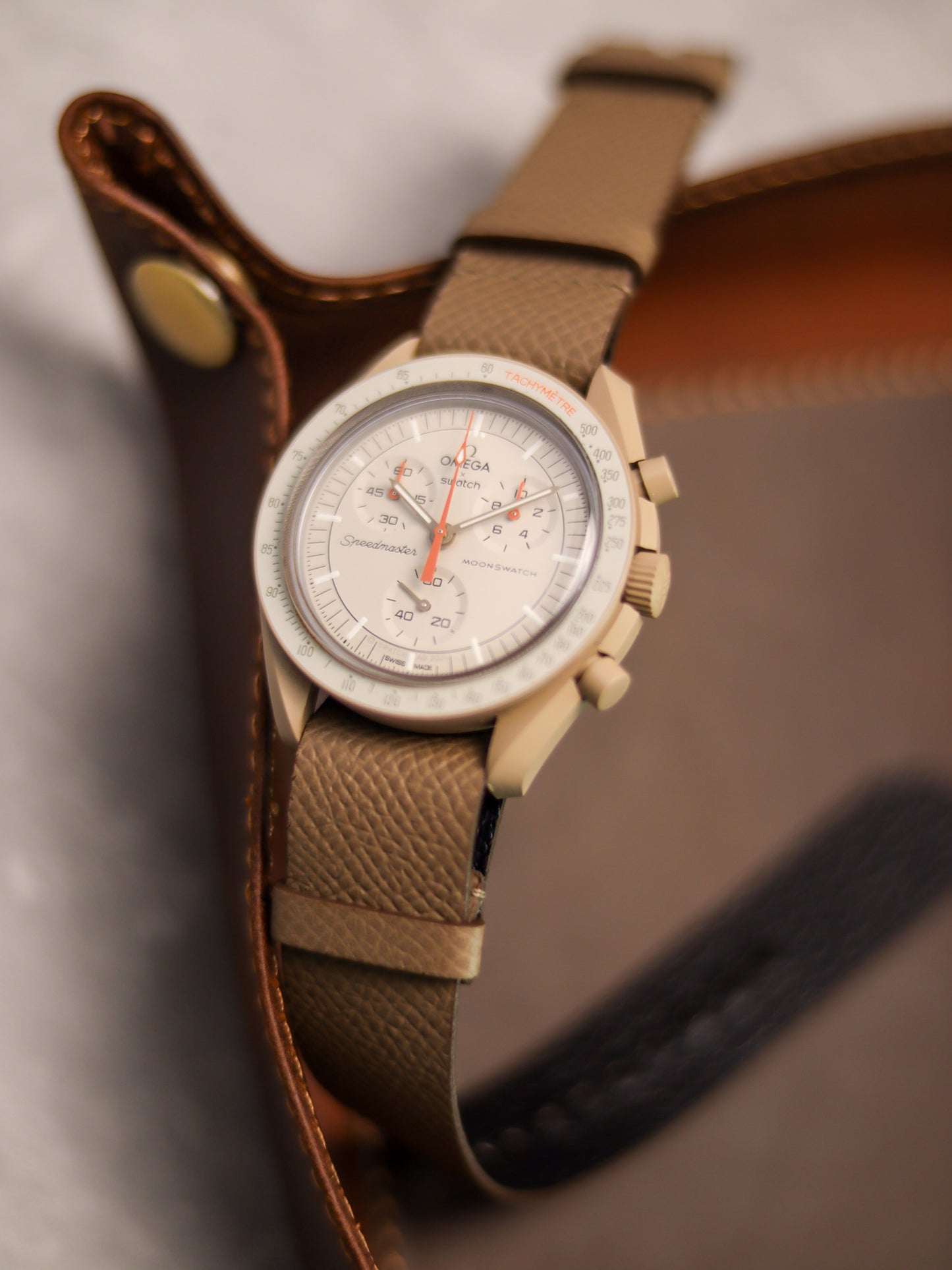 Taupe Epsom Military Tapered Strap