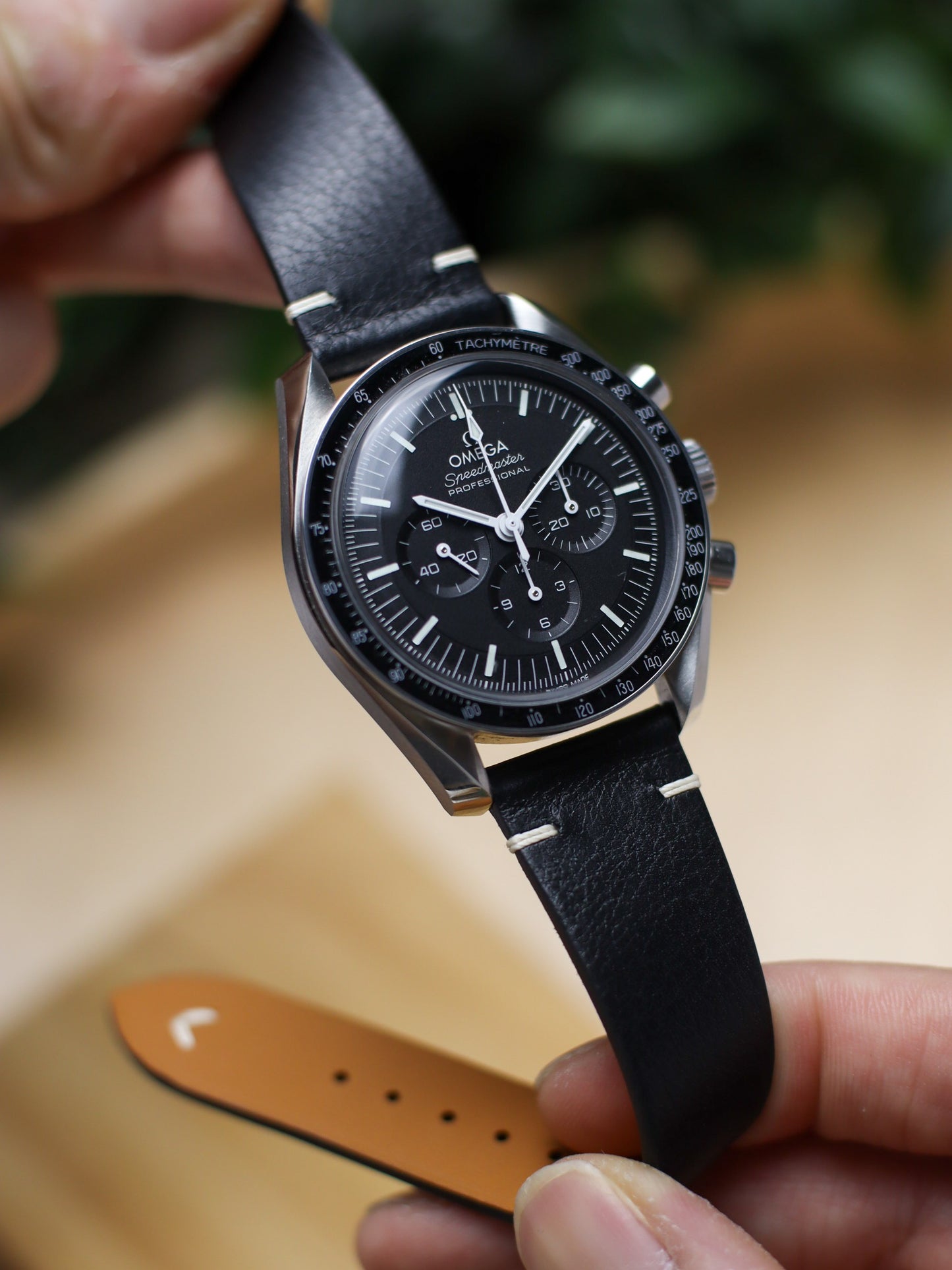 Vintage Black Vachetta (Minerva Box) Point-Stitch Strap