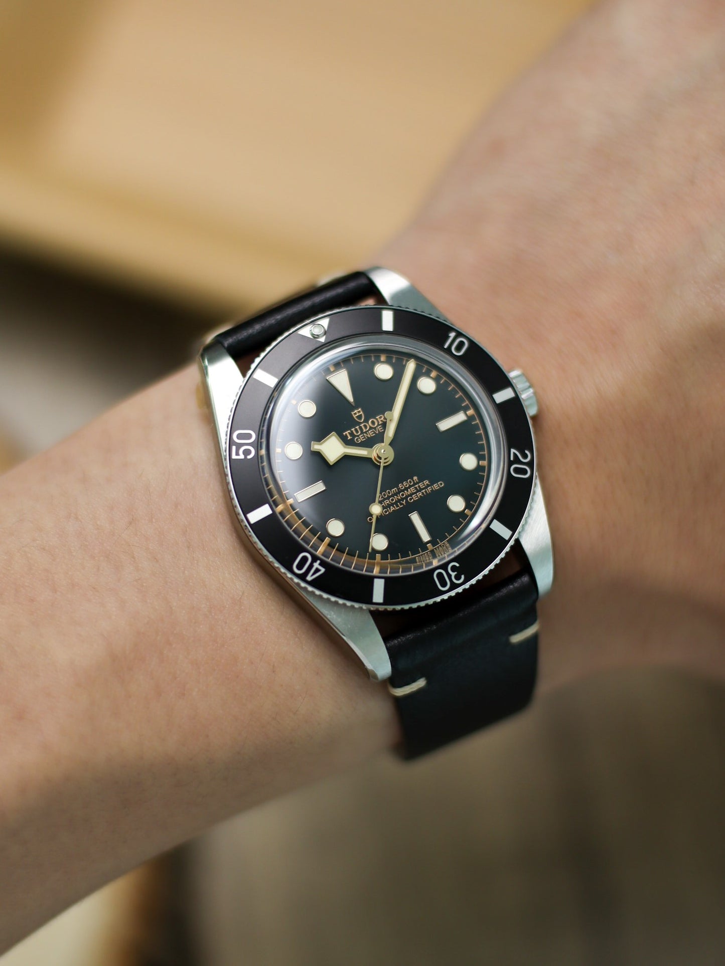 Vintage Black Vachetta (Minerva Box) Point-Stitch Strap