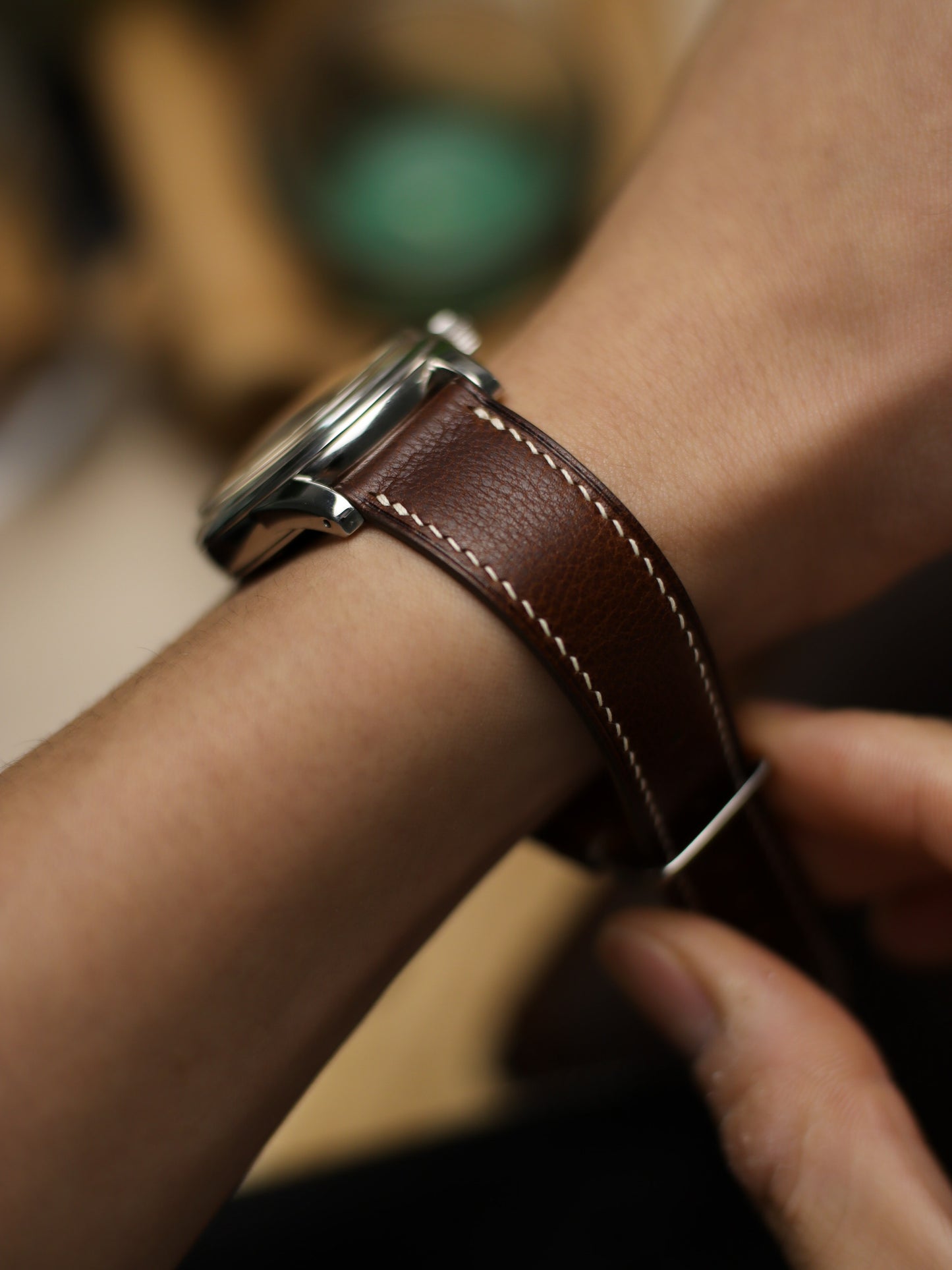 Vintage Dark Brown Vachetta (Minerva Box) Lean Strap