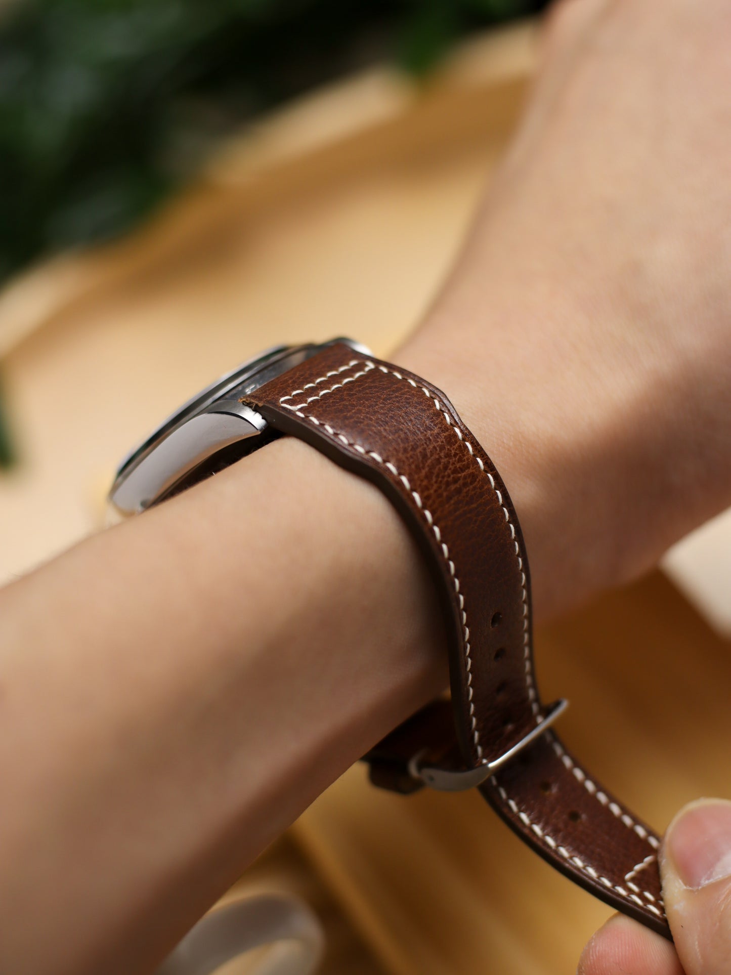 Vintage Dark Brown Vachetta (Minerva Box) Pilot (Lean) Strap