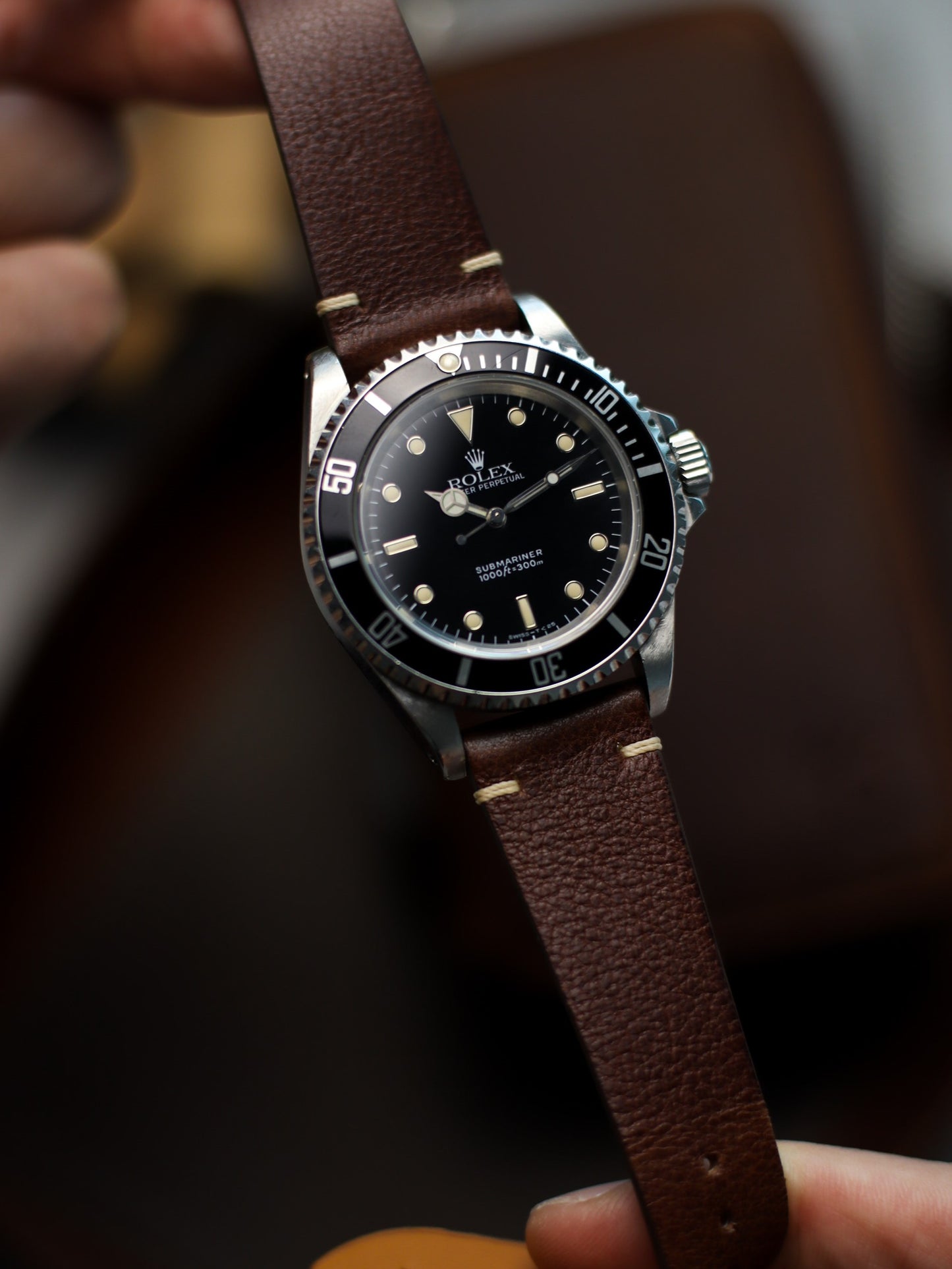 Vintage Dark Brown Vachetta (Minerva Box) Point-Stitch Strap