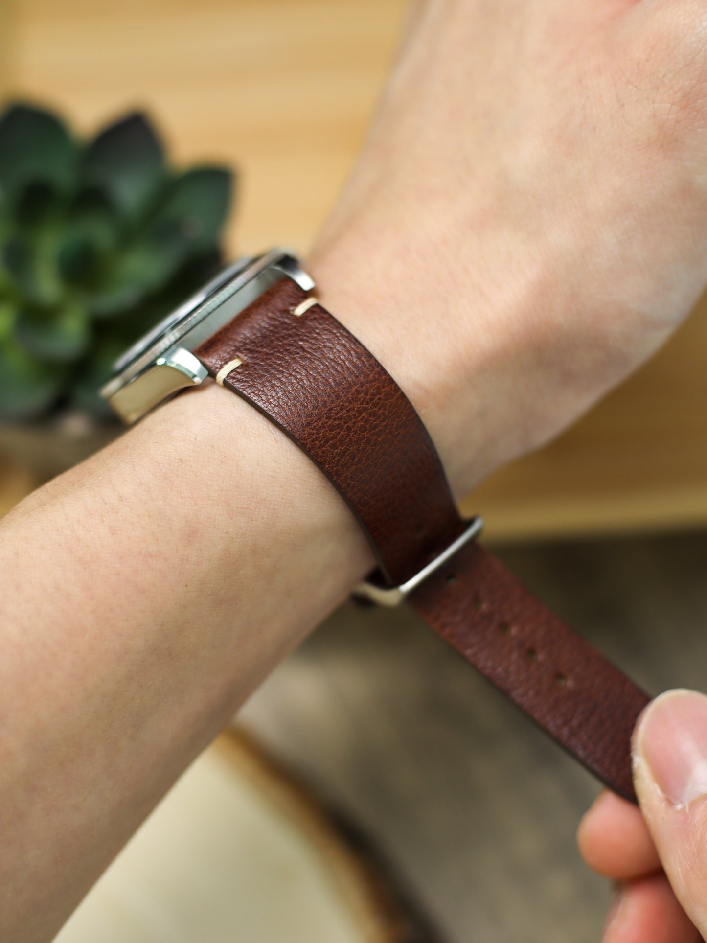 Vintage Dark Brown Vachetta (Minerva Box) Point-Stitch Strap