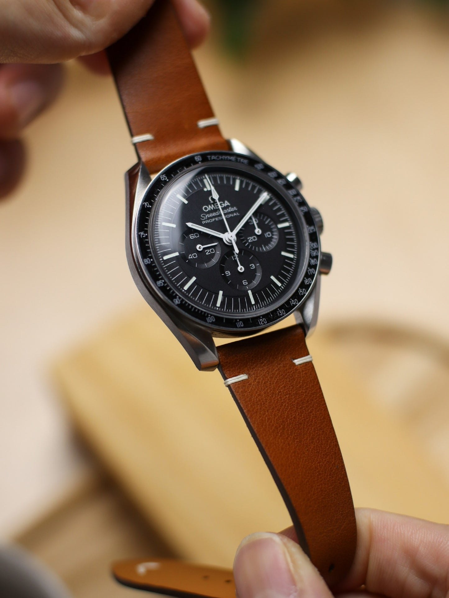 Vintage Light Brown Vachetta (Minerva Box) Point-Stitch Strap