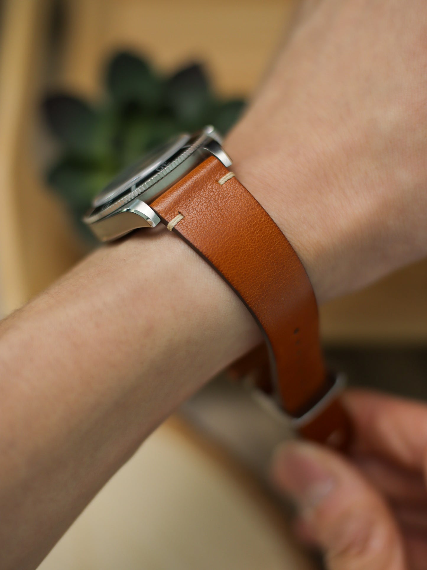 Vintage Light Brown Vachetta (Minerva Box) Point-Stitch Strap