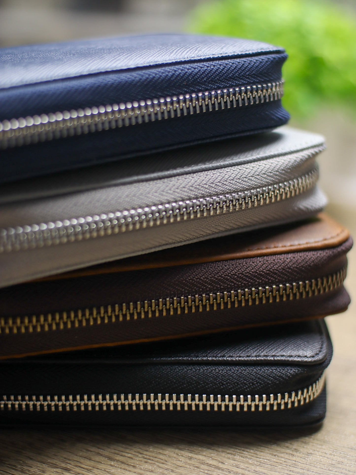 Navy Blue Saffiano Zip Pouch