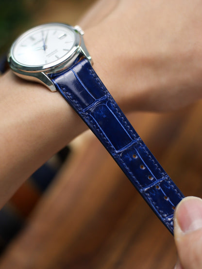 Glossy Ocean Blue Alligator Hallmark Strap