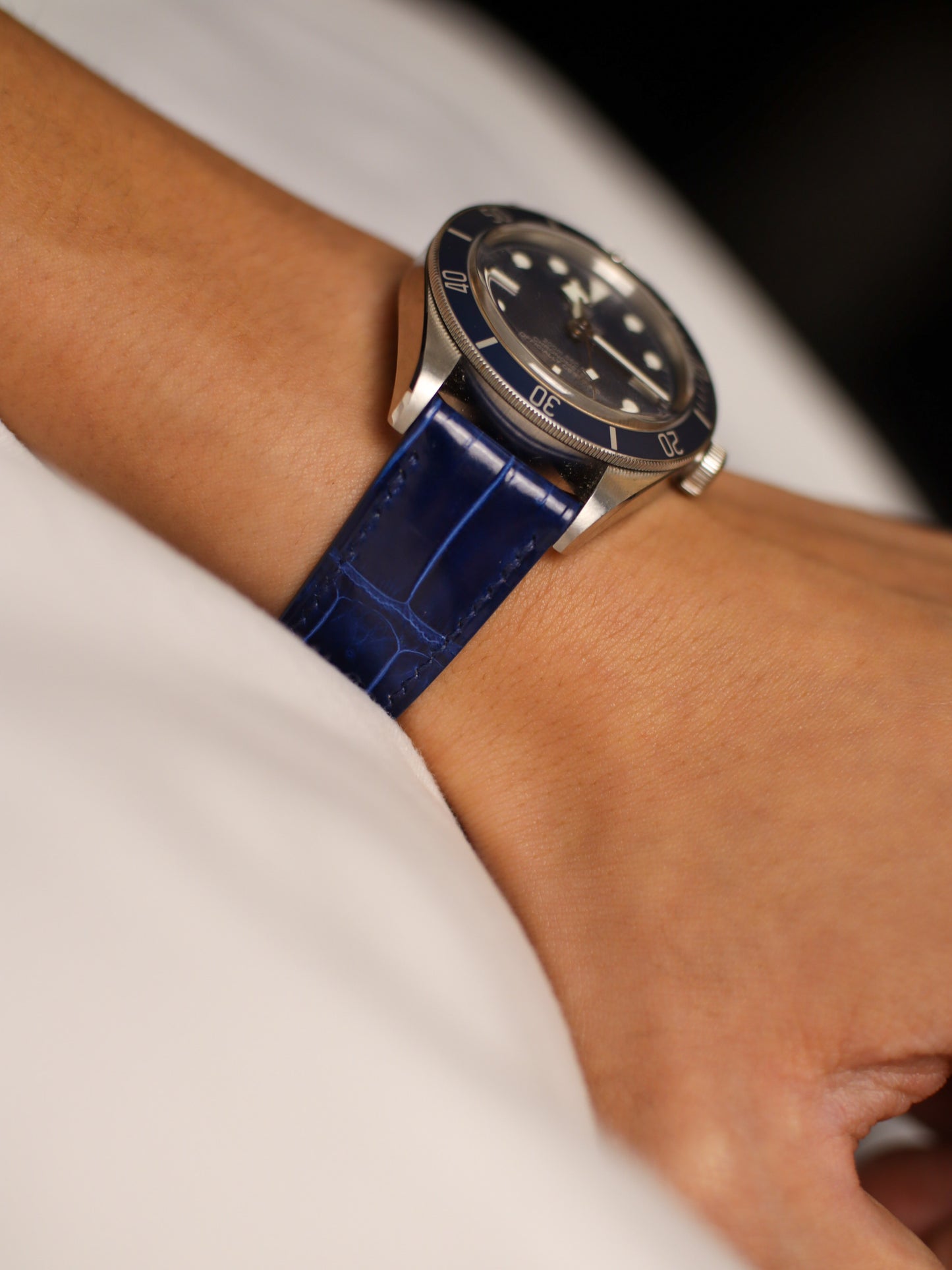 Glossy Ocean Blue Alligator Hallmark Strap