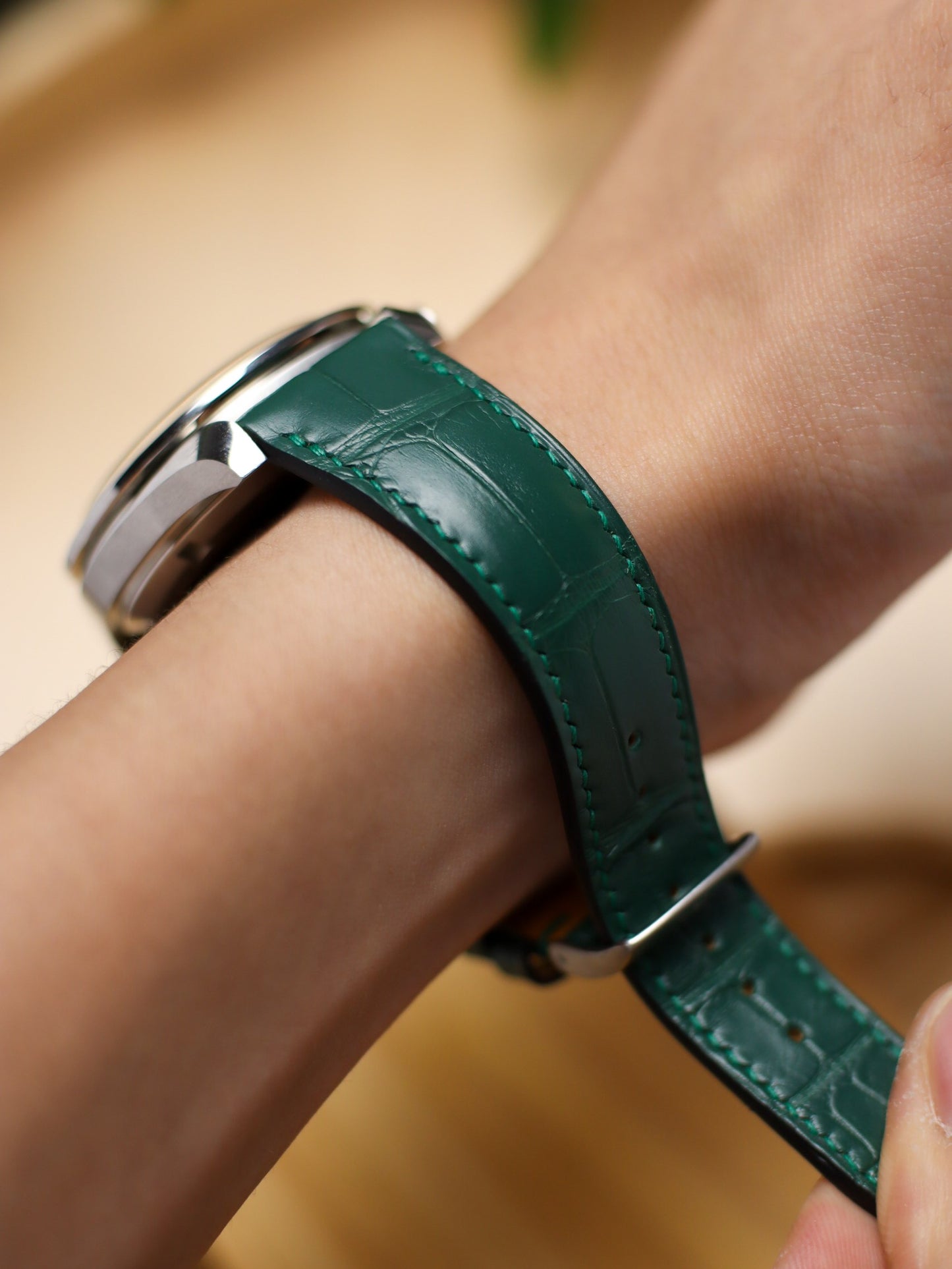 Matte Forest Green Alligator Hallmark Strap