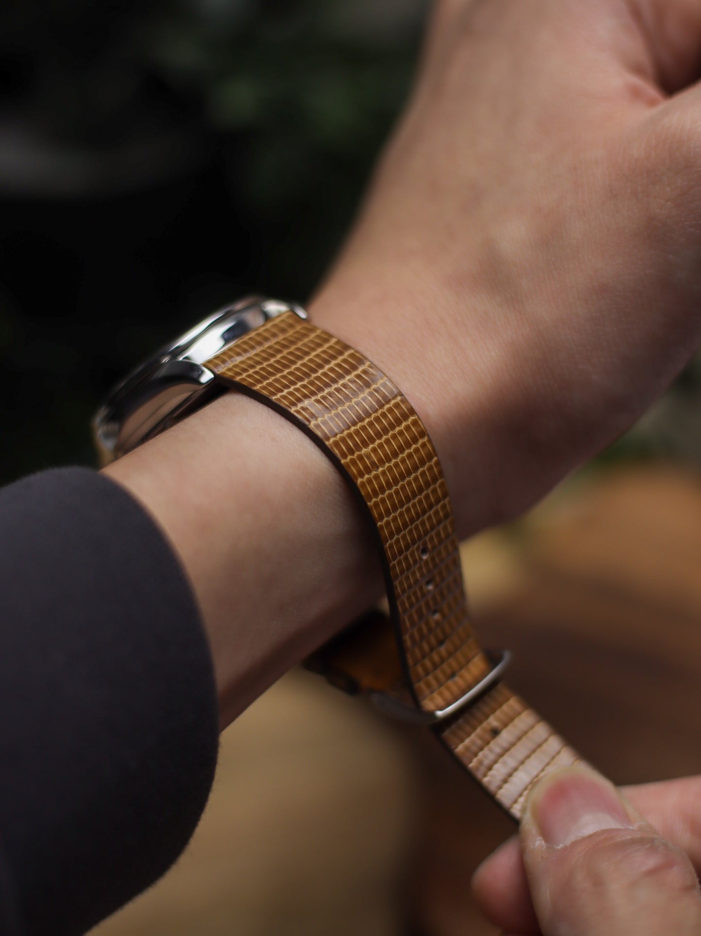 Bronze Brown Lizard Stitchless Strap