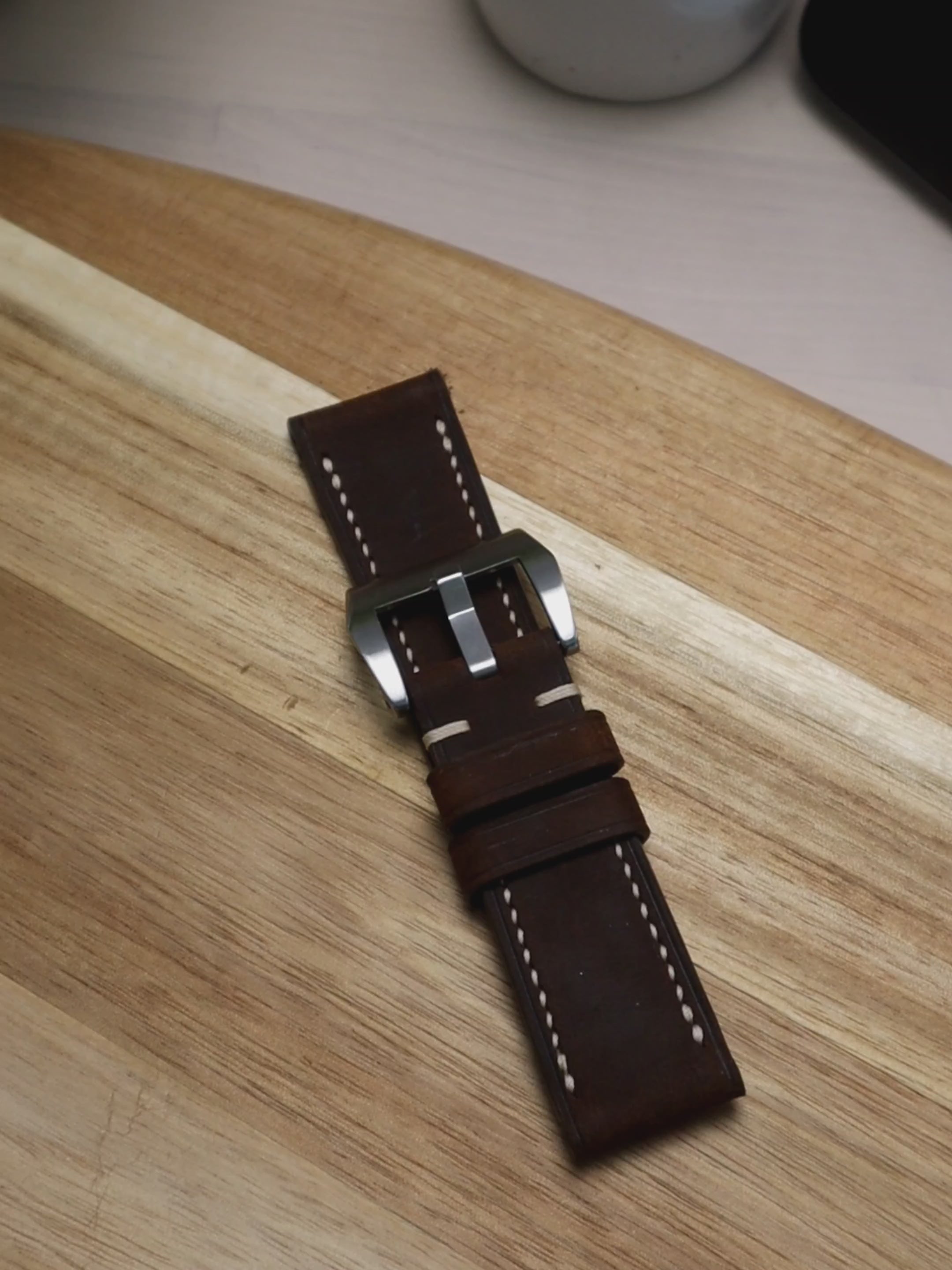 Dark Brown Waxy Panerai Wide (Lean) Strap – Kairos Stitch